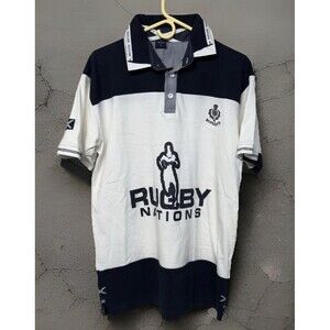 Scotland Rugby Nations Team Sewn Thistle Flag Polo Shirt Short Sleeves Men M EUC